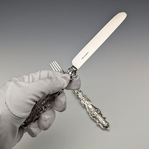 1833年 英国アンティーク 純銀製 デザートカトラリーペア 計74g Thomas Sansom