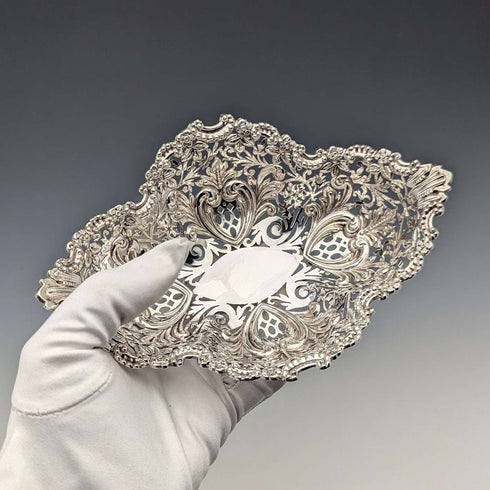 1901 British antique sterling silver dish 127g James Dixon &Sons