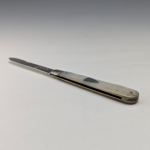 1907 英國古董白色珍珠手柄純銀刀片小刀 Arthur Worral Staniforth