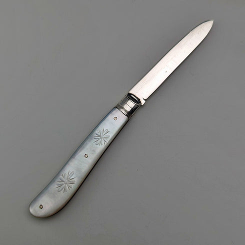1905 British antique white mother-of-pearl handle, pure silver blade penknife, Lee&Wigful