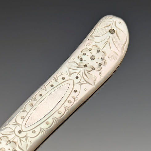 1905 British antique white mother-of-pearl handle, pure silver blade penknife, Lee&Wigful