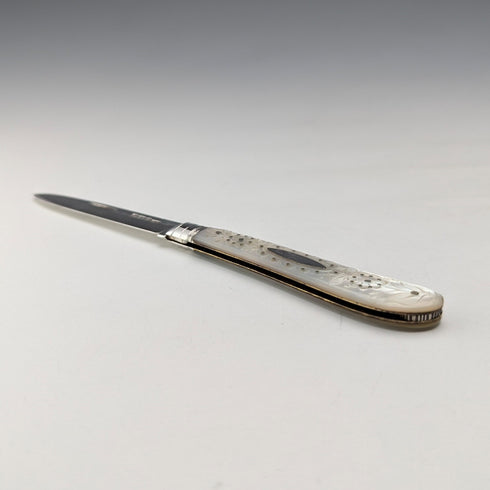 1905 British antique white mother-of-pearl handle, pure silver blade penknife, Lee&Wigful