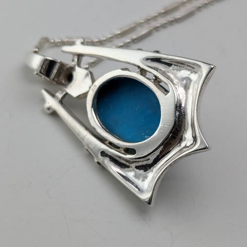 復古純銀底座綠松石吊墜和純銀項鍊