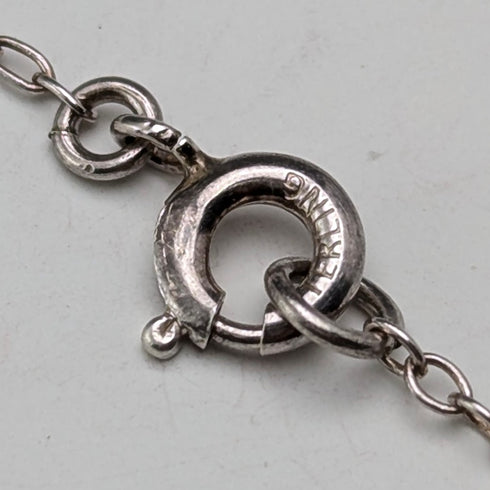 Vintage 900 Silver & Purple Stone Cross Pendant & Sterling Silver Necklace