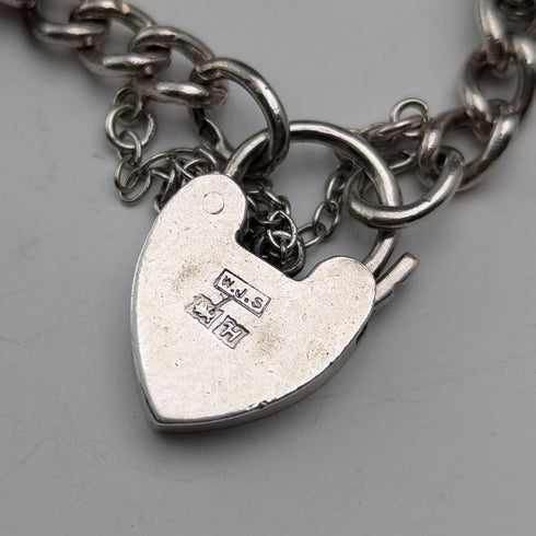 1957年 英国ヴィンテージ 純銀製 チャームブレスレット 47g W.J.S