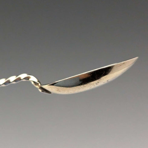 1908 British antique sterling silver tea spoon set of 6 in case by William Devenport