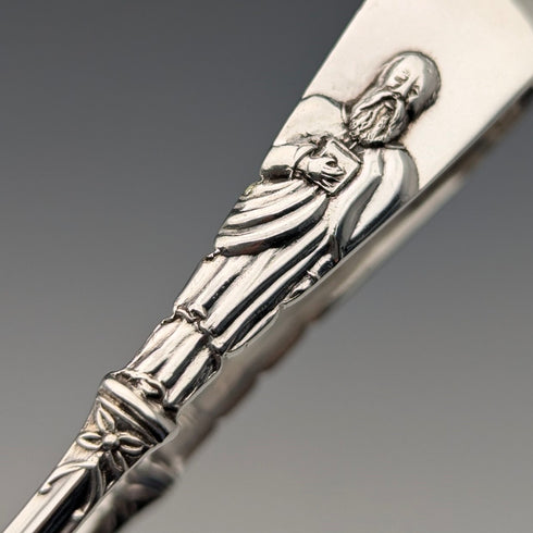 1912年 英国アンティーク 純銀製ティースプーン6本&シュガートングセット ケース入り Atkin Brothers