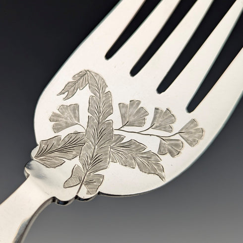 約 1900 年英國古董鹿角手柄魚餐具組 Elizabeth Jane Fairbairns