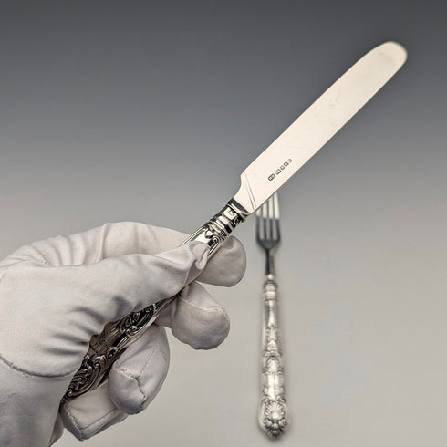 1850年頃 英国アンティーク 純銀製 デザートカトラリーペア 計87g Aaron Hadfield