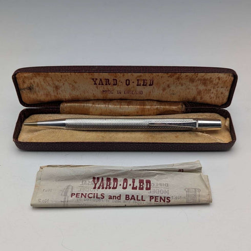 1962 British Yard O' Red Sterling Silver Push-Pull Pencil in Case
