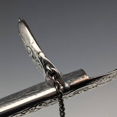 1888年 英国アンティーク 純銀製 シャトレーン メガネケース