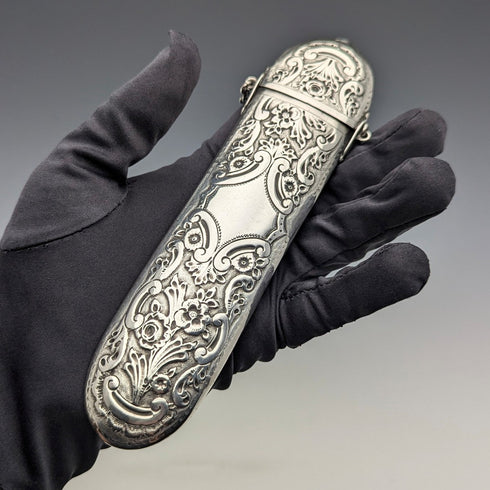 1888年 英国アンティーク 純銀製 シャトレーン メガネケース