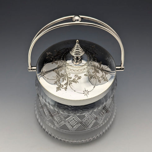 19 世紀晚期英國古董餅乾桶鍍銀蓋 Kerr&Phillips