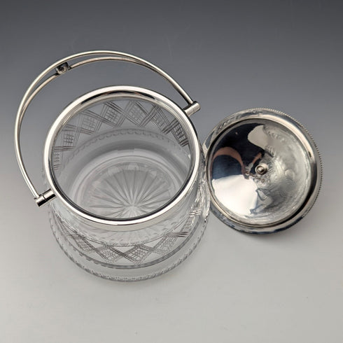 19 世紀晚期英國古董餅乾桶鍍銀蓋 Kerr&Phillips