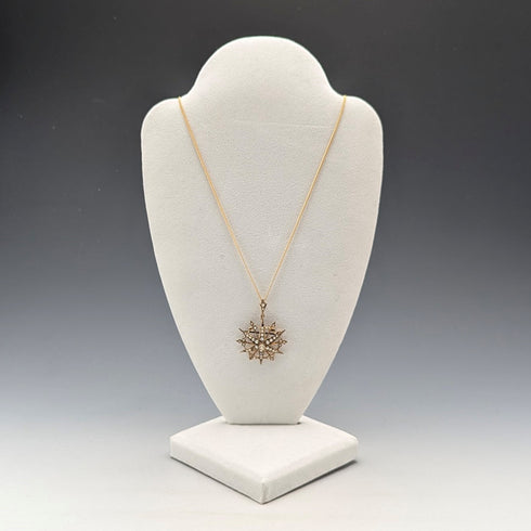 1909 年英國古董 9 克拉黃金和珍珠吊墜胸針