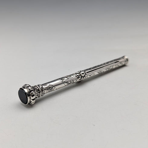 1905年頃 アンティーク 純銀製製 推進式ペンシル&つけペン 90-112mm