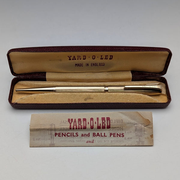 British Vintage Yard O' Red Rolled Gold Propelled Pencil in Case