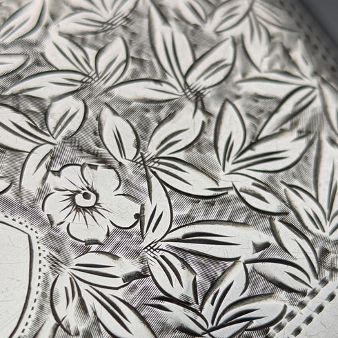 1905年 英国アンティーク 純銀製 カードケース 浮彫装飾 72g Henry Williamson Ltd