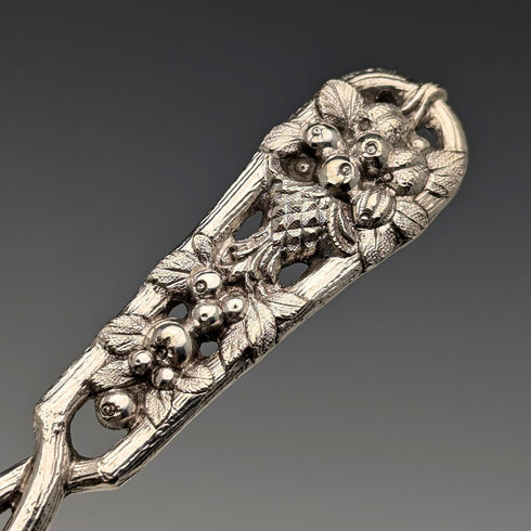 Pair of antique British silver plate berry spoons, circa 1875