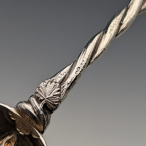 Pair of antique British silver plate berry spoons, circa 1875