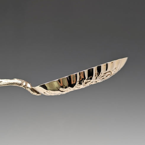 Pair of antique British silver plate berry spoons, circa 1875