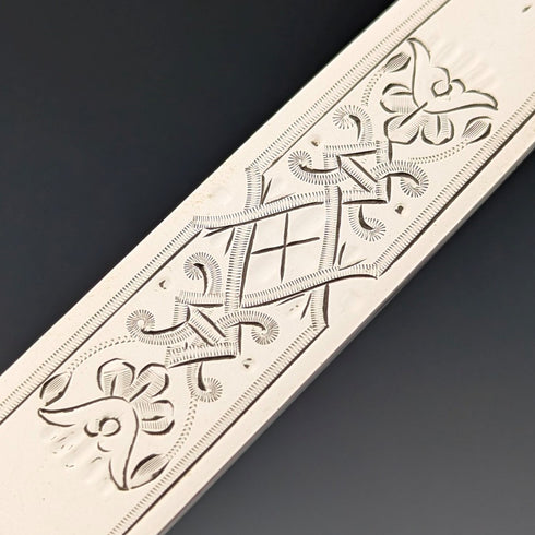 1906 年英國古董白色珍珠手柄純銀刀片 6 雙甜點餐具 William Hutton 木盒