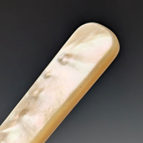 1906年 英国アンティーク 白蝶貝ハンドル 純銀ブレード デザートカトラリー6ペア William Hutton 木箱入り