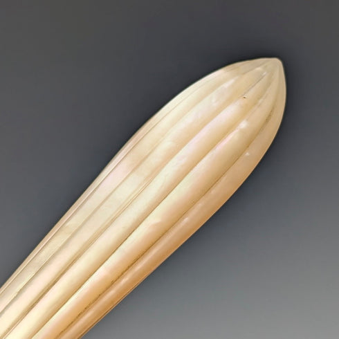 1906年 英国アンティーク 彫刻白蝶貝ハンドル 純銀ブレード デザートカトラリー6ペア William Hutton 木箱入り