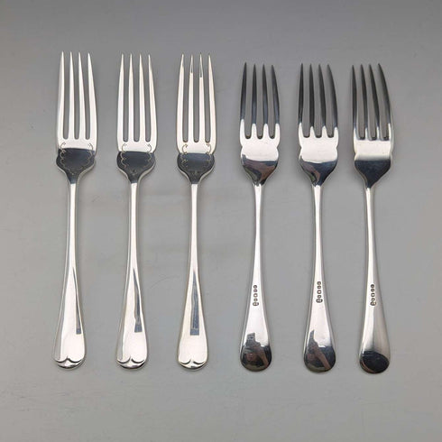 Circa 1900 British antique silver plate fish cutlery set of 6 in wooden box
