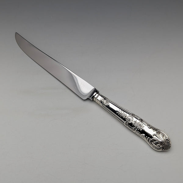 1962 British Vintage Sterling Silver Handle Cake Knife Queens Pattern