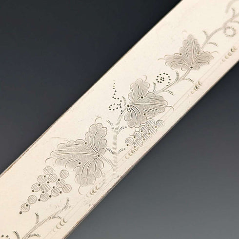 約 1890 年英國古董白色珍珠手柄甜點餐具 6 對含 Mappin 和 Webb 托盤