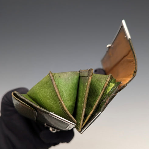 1898 英國古董純銀裝飾小號皮革皮夾零皮夾 GH James & Co