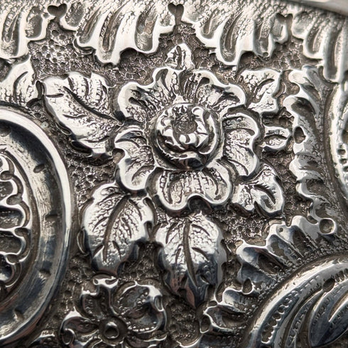 1892 British antique sterling silver relief bowl, 113g, Hayes Brothers