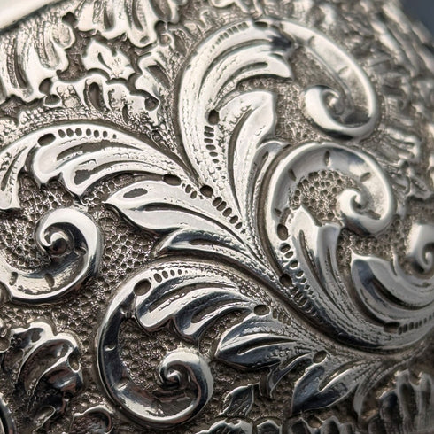 1892 British antique sterling silver relief bowl, 113g, Hayes Brothers