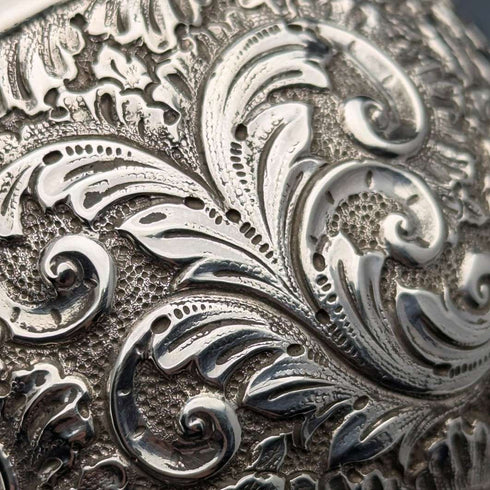 1892 British antique sterling silver relief bowl, 113g, Hayes Brothers
