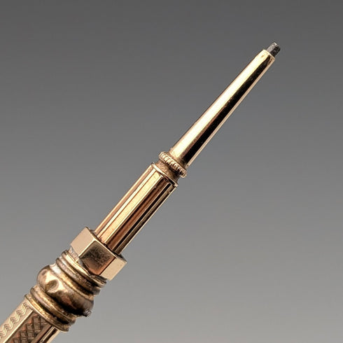 Circa 1900 Antique Gold Plated Push-Pull Pencil 82-105mm
