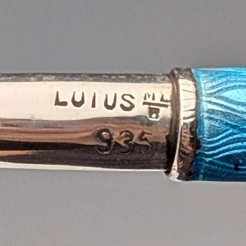Lápiz mecánico vintage de plata de ley y esmalte guilloché azul