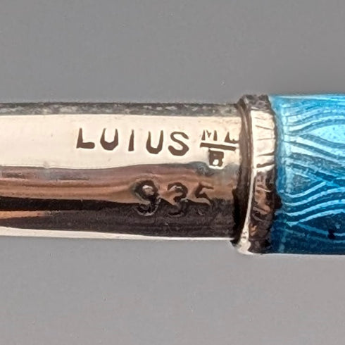 ヴィンテージ 純銀& ブルーギロシェエナメル ミニ推進式ペンシル