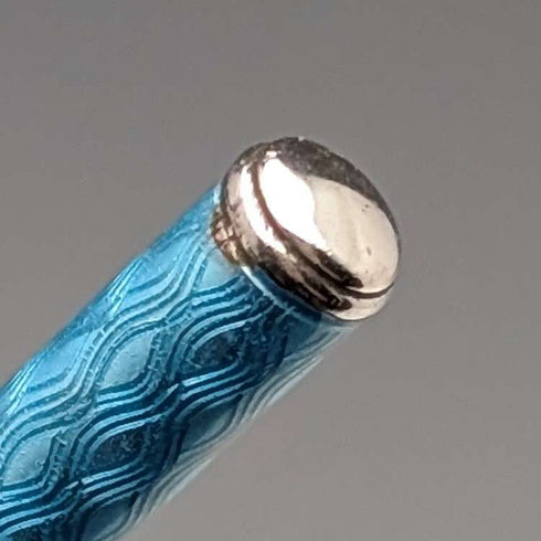 Lápiz mecánico vintage de plata de ley y esmalte guilloché azul