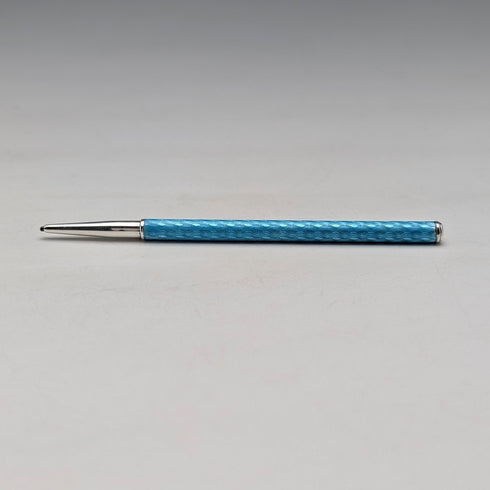 ヴィンテージ 純銀& ブルーギロシェエナメル ミニ推進式ペンシル