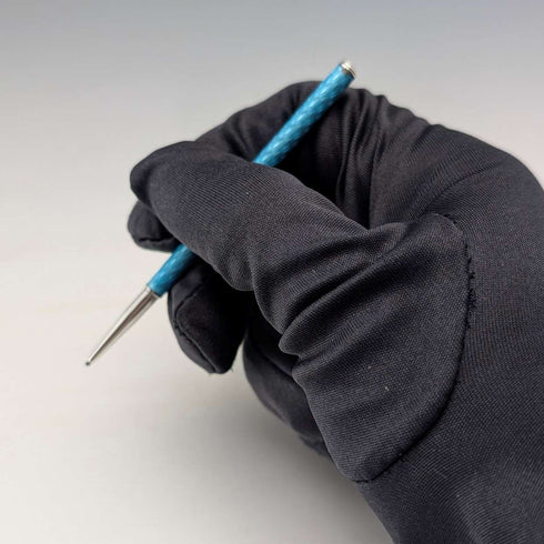 Lápiz mecánico vintage de plata de ley y esmalte guilloché azul
