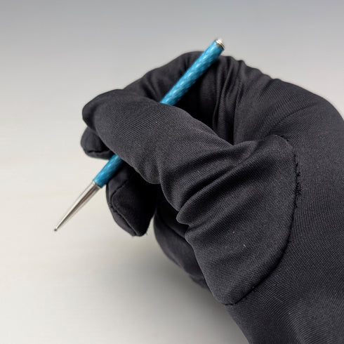 ヴィンテージ 純銀& ブルーギロシェエナメル ミニ推進式ペンシル