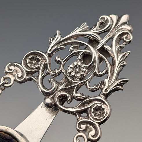 1895 British antique sterling silver chatelaine eyeglass case by Colen Hewer