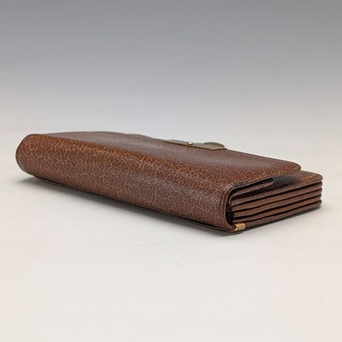 英国ヴィンテージグリーンレザー 小型革財布 小銭入れ 金メッキ装飾