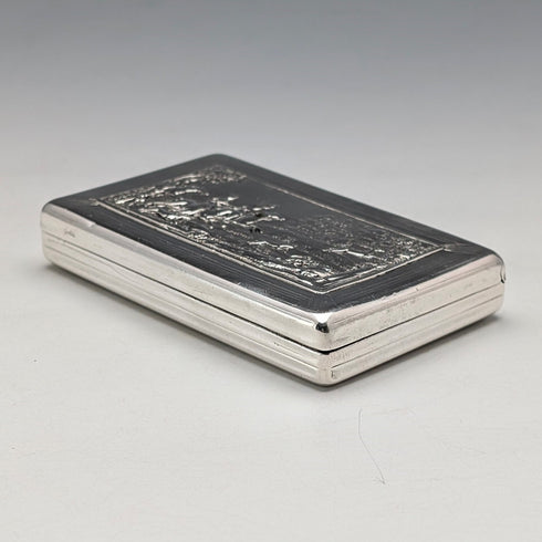 19世紀 オーストリア製 812シルバー 浮き彫り装飾 スクエアボックス 103g