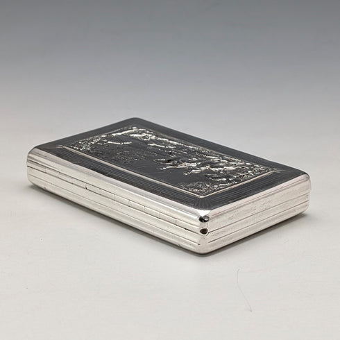 19世紀 オーストリア製 812シルバー 浮き彫り装飾 スクエアボックス 103g