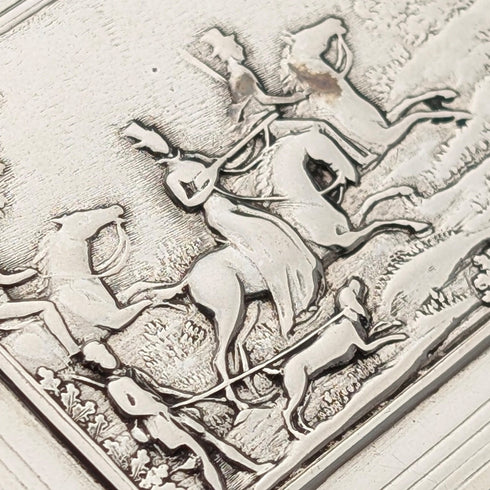 19世紀 オーストリア製 812シルバー 浮き彫り装飾 スクエアボックス 103g