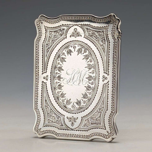 1880年 英国アンティーク 純銀製 カードケース 72g Hilliard & Thomason 極美品