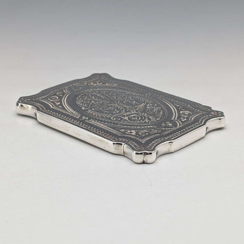 1880年 英国アンティーク 純銀製 カードケース 72g Hilliard & Thomason 極美品