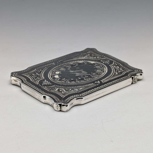 1880年 英国アンティーク 純銀製 カードケース 72g Hilliard & Thomason 極美品